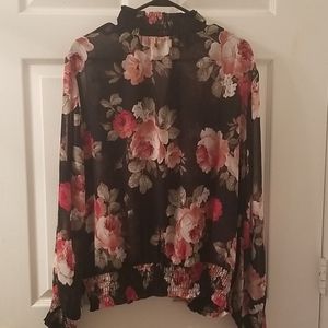 Black sheer long sleeve top